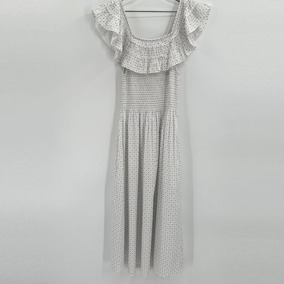 Hill House The Akilah Nap Dress size M Cotton Paisley Print White/Blue Midi - Picture 10 of 10